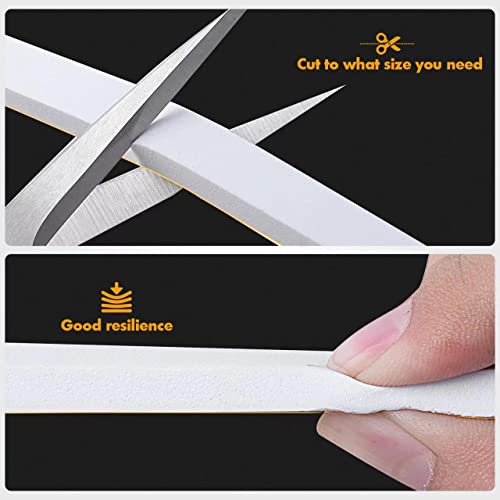Kapoosy Foam Weather Stripping 1/2 Inch W X 1/16 Inch T, Insulation Tape For Door Window Single Sided Adhesive, Total Length 32 Feet (32Ft X 1 Roll) #TOP3