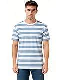 Zecmos Mens Stripes T-Shirts Casual Slim Fit Tshirts Striped Tees Top Blue XL