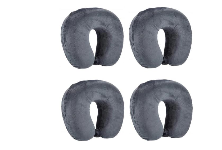 AGS MART Micro Fibre U-Shaped Soft Travelling Pillow Set of 4 Neck Pillow (Grey)-image-15