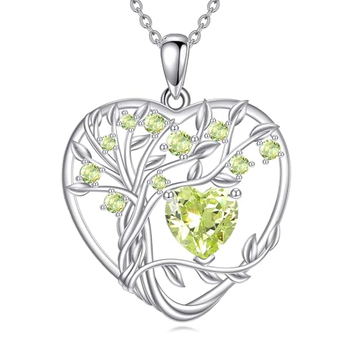 Collier arbre de vie pendentif cœur en argent pour célébrer l'amour et la famille