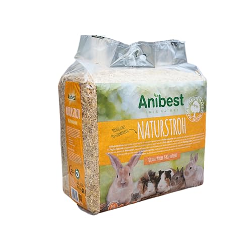 Anibest Naturstroh, Kleintierstreu, 100 % natürliche Einstreu für alle Nager & Kleintiere, Kaninchen, Hamster, Meerschweinchen und Co, saugfähig, wärmeisolierend, Made in Germany, 4 kg