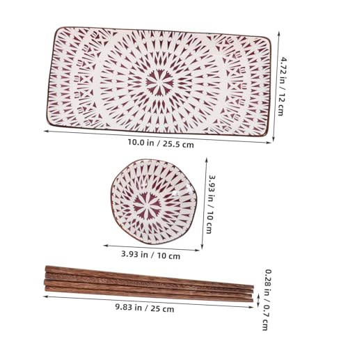 Set de 2 platos japoneses de cerámica para sushi con palillos miniatura 2