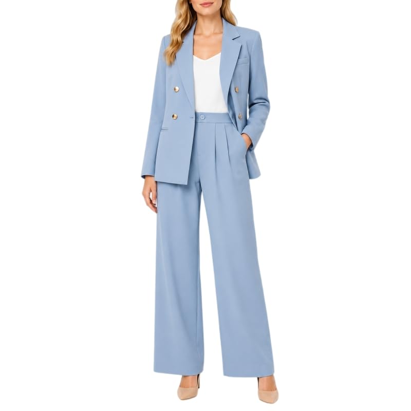 Ensemble tailleur femme veste blazer boutons et pantalon large pour en finir avec les tenues de bureau inconfortables