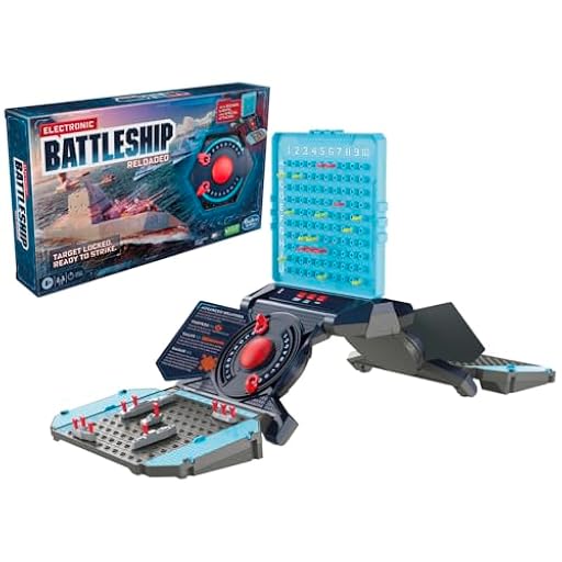 Hasbro Juego de mesa electrónico de acorazado recargado, juego de estrategia de combate naval con sonidos, luces, ataques especiales, a partir de 8 años, 1-2 jugadores | Ya disponible en tu tienda friki favorita! En mundofriki.es!