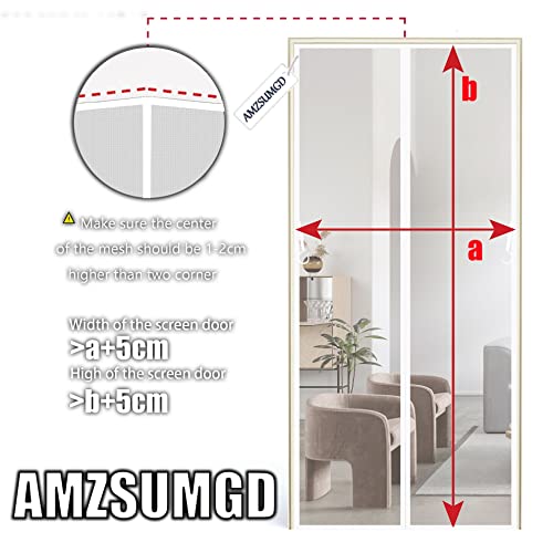 Magnetic Screen Door, 220 x 220 cm ToptoBottom Door Seal Automatically for Balcony Sliding Living Room Children's Room White