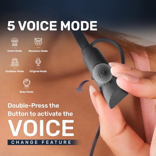 Image of Voods Ultra Plus Voice Changer Neckband with 5 Voice Feature, Vibration Alert & Magnetic On /Off Buds, 130 Hrs Standby time, Dual Pairing, Fast Charging, Flexible Band with IPX6 Rating (Black)