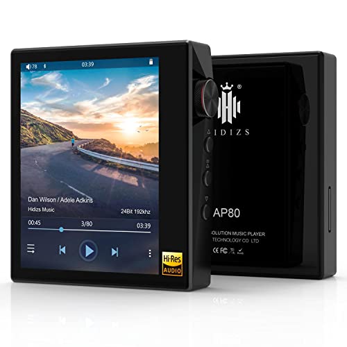 HIDIZS AP80 Hochauflösender, verlustfreier MP3-Musikplayer mit LDAC/aptX/FLAC/Hi-Res-Audio/UKW-Radio, Hi-Fi-Bluetooth-Audioplayer mit vollem Touchscreen (Schwarz)