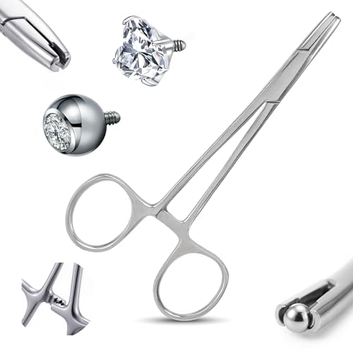 Piercing Kugel Aufdreher Piercingzange für Kugeln 3mm Piercing Zange Piercing Wechselhilfe Piercings Werkzeug Zubehör für Kugeln Piercing Klemme ür Änderung von Ohr Lippe Bauchnabel Zunge Nasen