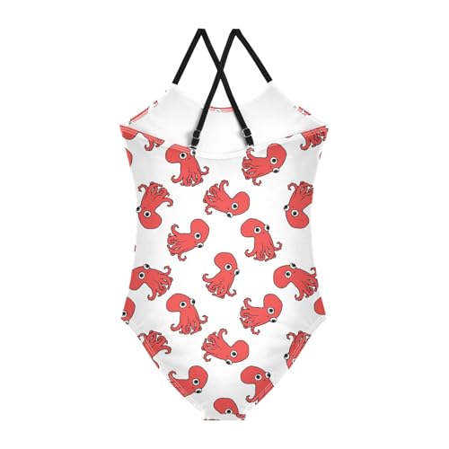 Girls One Piece Swimsuits Red Octopus Quick Dry Beach Swimwear Bathing Suit for Beach 3-10 Years2