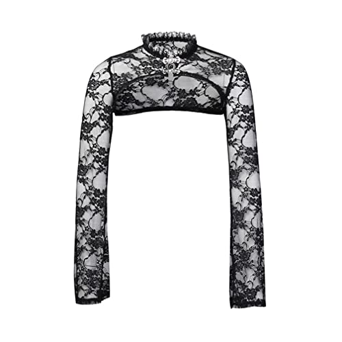 Image of Goth Shrug Black Gothic Victorian Shrugs Crop Top For Women