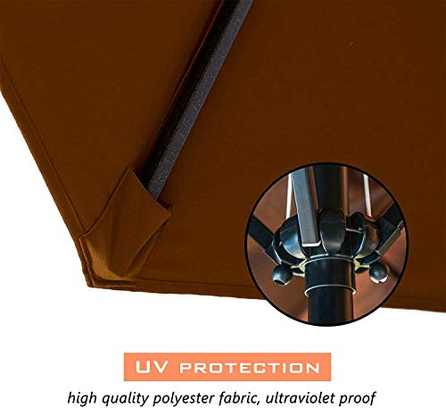 Image of LOKATSE HOME 15 Ft Double Sided Outdoor Umbrella Rectangular Large with Crank for Patio Shade Outside Deck or Pool, Brown