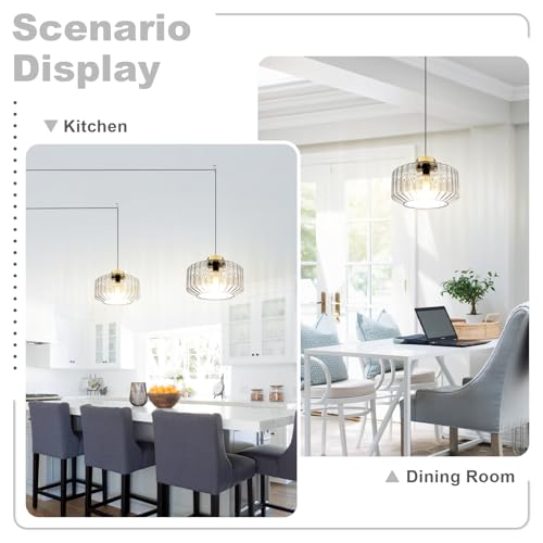 Image of Clear Plug in Chandelier Corded Ceiling Hanging Light Gold Kitchen Island Pendant Light with Corded On /Off Switch Plug in Light Fixtures for Bedside Dining Room