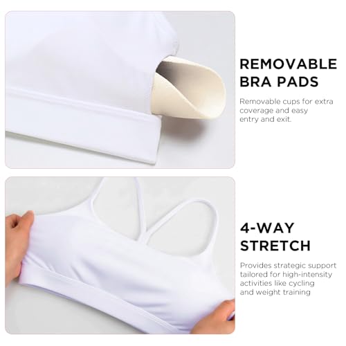 Image of Raxnode Women's 3-Pack Y-Back Sports Bra, Thin Spaghetti Strap Nylon Yoga Bra with Removable Cups, Light Support Bralettes