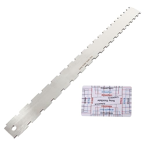 SECFOU 2個ギター弦測定用定規 ステンレススチール製 弦楽器用工具 楽器修理 滑らかなエッジで傷きにくい プラスチック混素材