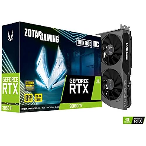 ZOTAC GAMING GeForce RTX™ 3060 Ti Twin Edge OC LHR 8GB GDDR6 256-bit 14 Gbps PCIE 4.0 Gaming Graphics Card, IceStorm 2.0 Advanced Cooling, Active Fan Control, FREEZE Fan Stop ZT-A30610H-10MLHR