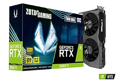 Gaming GeForce RTX 3060 Ti Twin-Edge OC LHR 8GB GDDR6 256-bit 14 Gbps PCIE 4.0 Gaming Graphics Card with IceStorm 2.0 Advanced Cooling, Active Fan Control, and Freeze Fan Stop (ZT-A30610H-10MLHR)