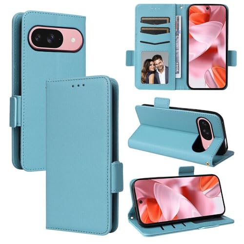 Housse Google Pixel 9 Pro XL bleu clair portefeuille pour vos voyages