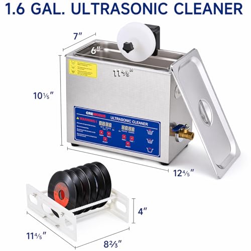 Pulitore a ultrasuoni per 8 LP, rotazione automatica a doppio lato, timer 40 kHz per vinile da 7-12 pollici, rimozione della polvere a scanalatura profonda, strumento di manutenzione audio domestico