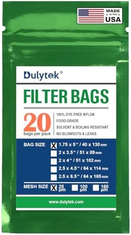 Dulytek Premium Nylon 20 Pcs Filter Bags, 25 Micron, 1.75" x 5", Double-Stitching, Zero Blowouts, Made in the USA image 2