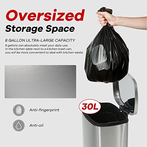 Caneca de basura metálica de acero inoxidable 30L con pedal miniatura 3