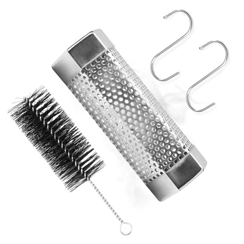 Tubo hexagonal para ahumar de acero inoxidable, generador de humo frío, incluye 2 ganchos en S, parrilla de carbón vegetal, queso, pescado, carne, nueces, exteriores, balcón, tubo para ahumador, color