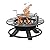 Four Seasons Courtyard 47" Steel Ranch Wood Burning Fire Pit Round Outdoor Fireplace with Adjustable Grill Top, Safety Ring, and Cooking Grate, Black