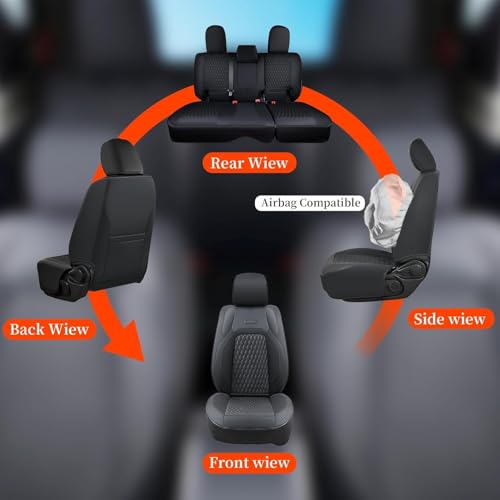 Image of Coverado Seat Covers Full set for Jeep Wrangler, Waterproof Car Seat Covers for Truck Automotive Seat Covers Custom Fit for 2008-2012 Jeep Wrangler JK 4-Door, Full Coverage Wrangler Seat Covers(Black)