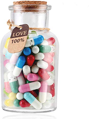 N / C Capsule Letters Message in a Bottle Glass Favor Bottle Boyfriend Gifts Message Pills Love Letter for Boyfriend or Girlfriend (100 Multicolor)