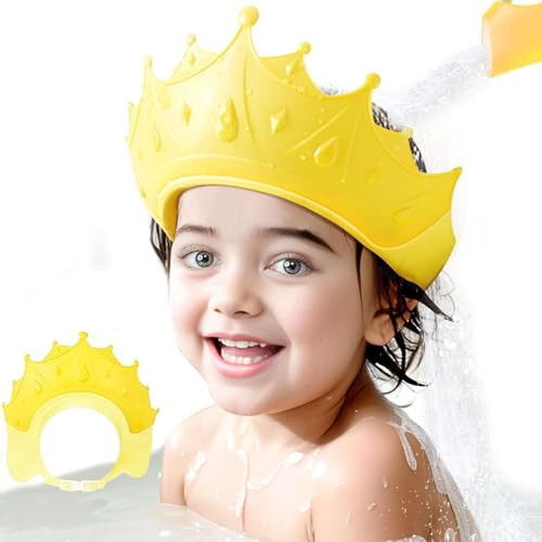 Image of Baby Shower Cap, Shower Cap for Kids 0-9 Years, Adjustable Silicone Crown with Eye & Ear Protection, Waterproof Bathing Hat for Washing Hair