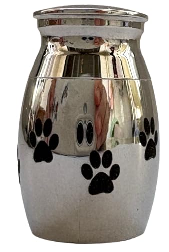 ミニ骨壷 小型犬骨壺 遺骨入れ 納骨容器 記念壷 人骨 ペット 犬 猫 ネジ式 爪跡デザイン かわいい メンズ レディース 分骨つぼ メモリアル 手元供養 お守り コンパクトで持ち運び便利 シルバー (25×16o-ステンレス)