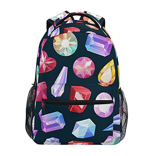 OTVEE Gemstones Seamless Pattern Backpack School Travel Bag Book Computer Laptop Bag Backpack Durable Casual Hiking Camping Daypack Purse For Girls Boys Teenagers Women Men