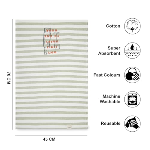 Image of Cloth for Cooking | Cotton Hand Towel for Drying Dishes | 17x28 cm Tea Towels | Highly Absorbent for Cleaning & Quick Drying of Plates| Kitchen Towel (Set of 2 Pieces), KTKT001