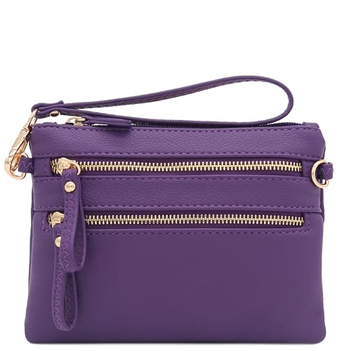 Image of FashionPuzzle Multi Zipper Pocket Small Wristlet Crossbody Bag
