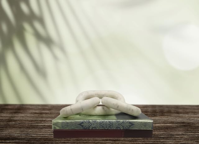 White Marble Link Chain Sculpture | Link Chain Decor | Marble Knot | Marble Link | Home Decor | Marble Chain | Chain Link Art | Knot Decor | Marble Décor (WITHOUT JOINT)