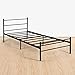 FetiNes Einzelbett Gästebett Metallbett, Modern Jugendbett Bettgestelle Bettrahmen mit Lattenrost für Schlafzimmer Gästezimmer Bett In Schwarz 90 x 190 cm