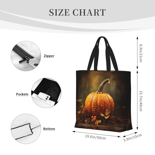 Fall Pumpkin Print Tote Bag Large Women Casual Shoulder Bag Handbag For Outdoors Holiday Weekender Travel Gifts4