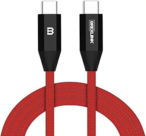 USB C to USB C 100W Cable, BrexLink[6.6ft/5A] Fast Charging Nylon Braided Cable Compatible W. MacBook Pro 2019 2018, iPad Pro 2019 2018, Samsung Galaxy S20 Ultra S20+ Note 10 Plus (Black)