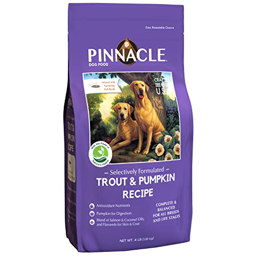 Pinnacle Trout & Pumpkin Dry Dog Food 4 lb, Infused with Broth