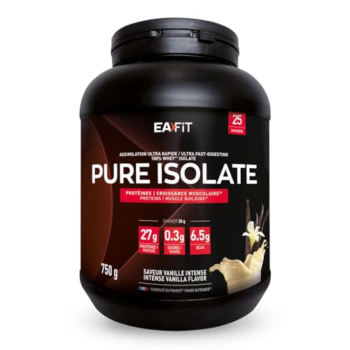 EAFIT - Pure Isolate - Whey Protein Isolate - Whey pour Prise de Masse et Musculation - 27g de Proteine, 6.5g de BCAA - Faible en sucres et matières grasses - 750 g -...
