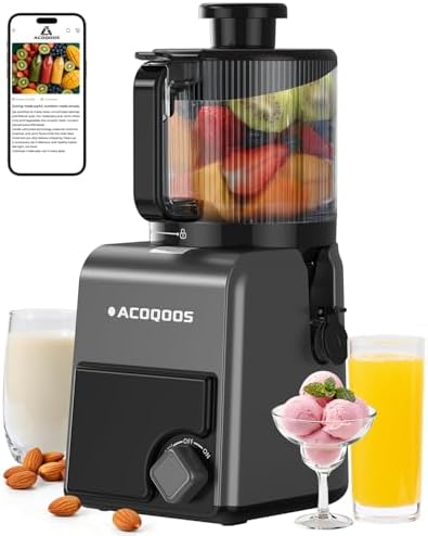 ACOQOOS Juicer Machines, 6.5" Extra Large Feed Chute Cold Press Juicer 3-IN-1 with Sorbet & Nut Milk, BPA Free, Easy to Clean, 100 OZ Hopper, Graphite Gray