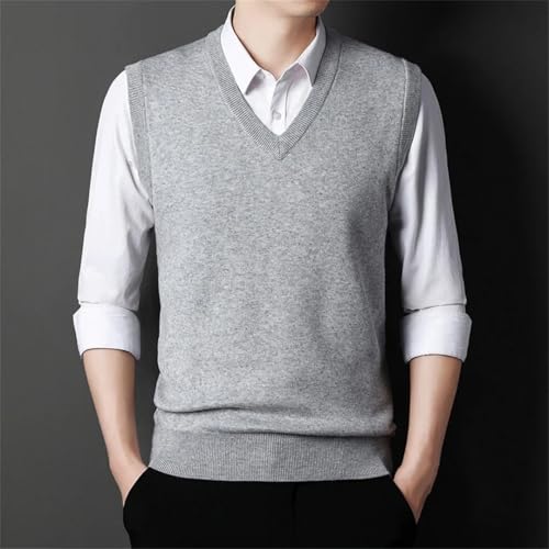 Men's Solid Color Sweater Vest Casual Fashion Warm Top 7