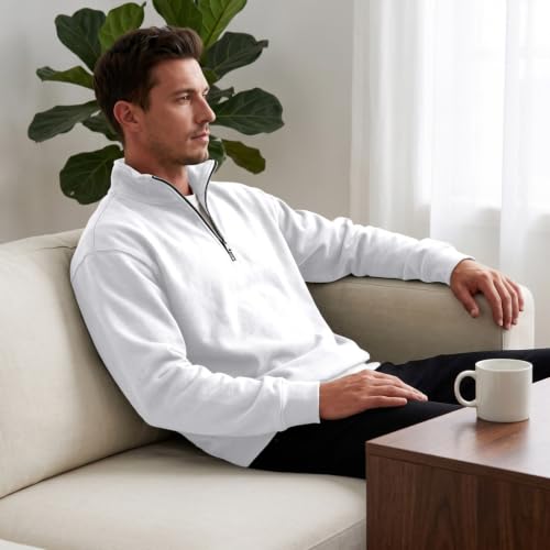 Fleece Sweatshirt Men Fleece Lined Quarter Zip 1/4 Zip Pullover Sweat Shirt - image 3