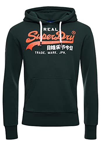 Superdry Men's VL Source Hooded Sweatshirt, Heritage Pine Green Marl, XL