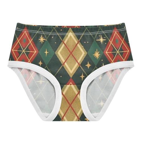 Soft Girls' Panties Breathable Underwear for Toddlers Christmas Plaid in Sizes 2T,3T, 4T, 5T, 6Y and 8Y