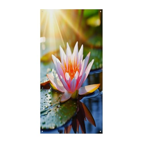 Bannière de bienvenue nénuphar 90x180cm pour décoration de porte d'entrée