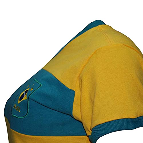 Camisa Brasil Faixa Liga Retrô Feminina Amarela P 4 Camisa Brasil Faixa Liga Retrô Feminina Amarela P - Imagem 4