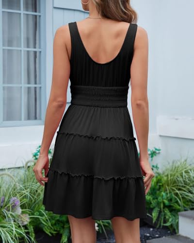 Womens Summer Dresses Sleeveless Button Down Casual Swing Mini Dress4