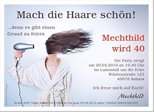 Unser-Festtag Einladungskarten Mach die Haare schön 40er Set