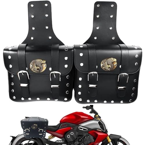 Alforjas para motocicleta de cuero PU negro, 13x11x4 in miniatura 5