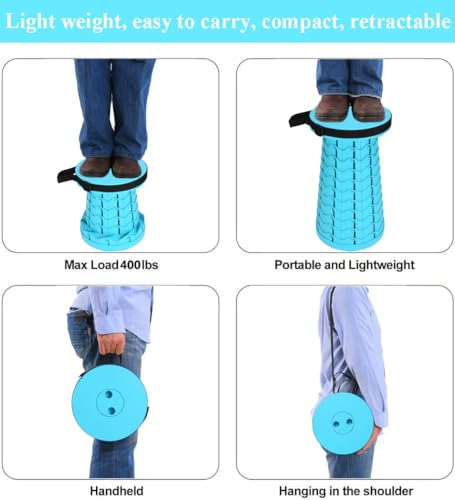 Image of Fishboy Upgraded Collapsible Stool, 400lbs Max Weight, Lightweight But Sturdy, Portable Retractable Folding Telescoping Foldable Camping Stool for Adults Outdoor Fishing Hiking BBQ